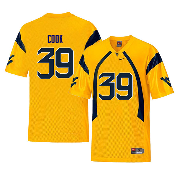 Men #39 Henry Cook West Virginia Mountaineers Throwback College Football Jerseys Sale-Yellow